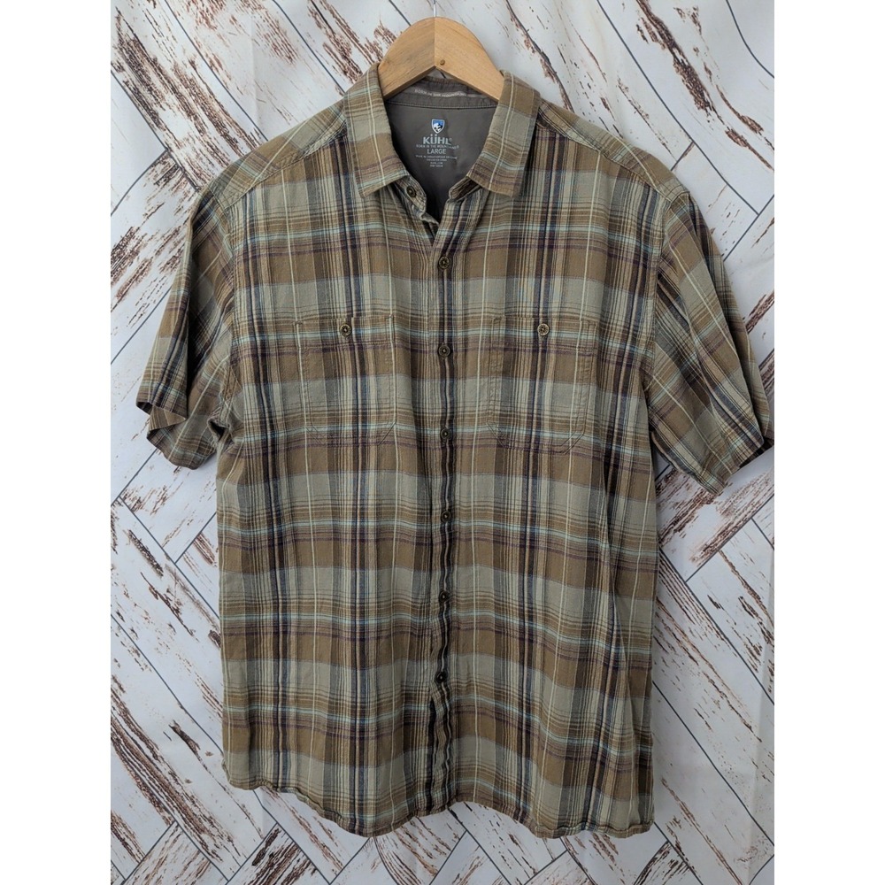 Kuhl Plaid Dissadent Button Down Brown Short Sleeve‎ Shirt